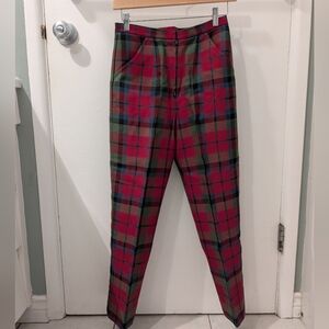 Plaid Women's Pants in Red and Green